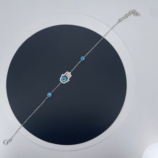 Silver Evil Eye Bracelet – Protection & Luck | Gemsilver