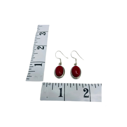 Red Coral Sterling Silver Earrings