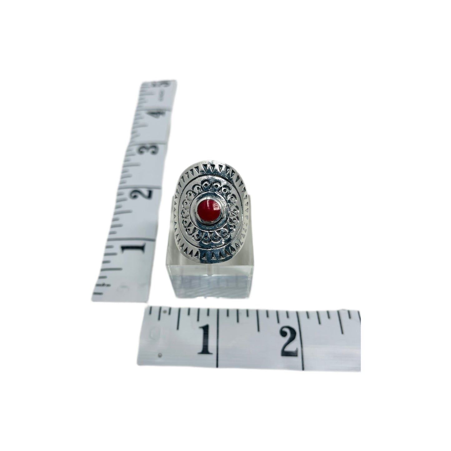 Red Coral Sterling Silver Ring