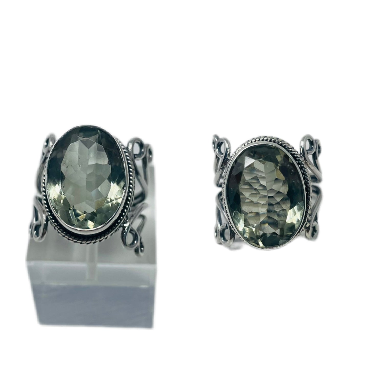 Green Amethyst Sterling Silver Ring