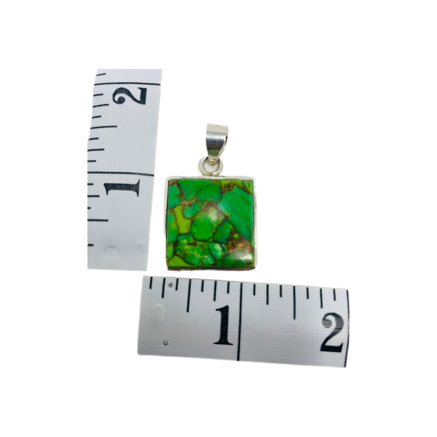 Green-Copper Turquoise Sterling Silver Pendant