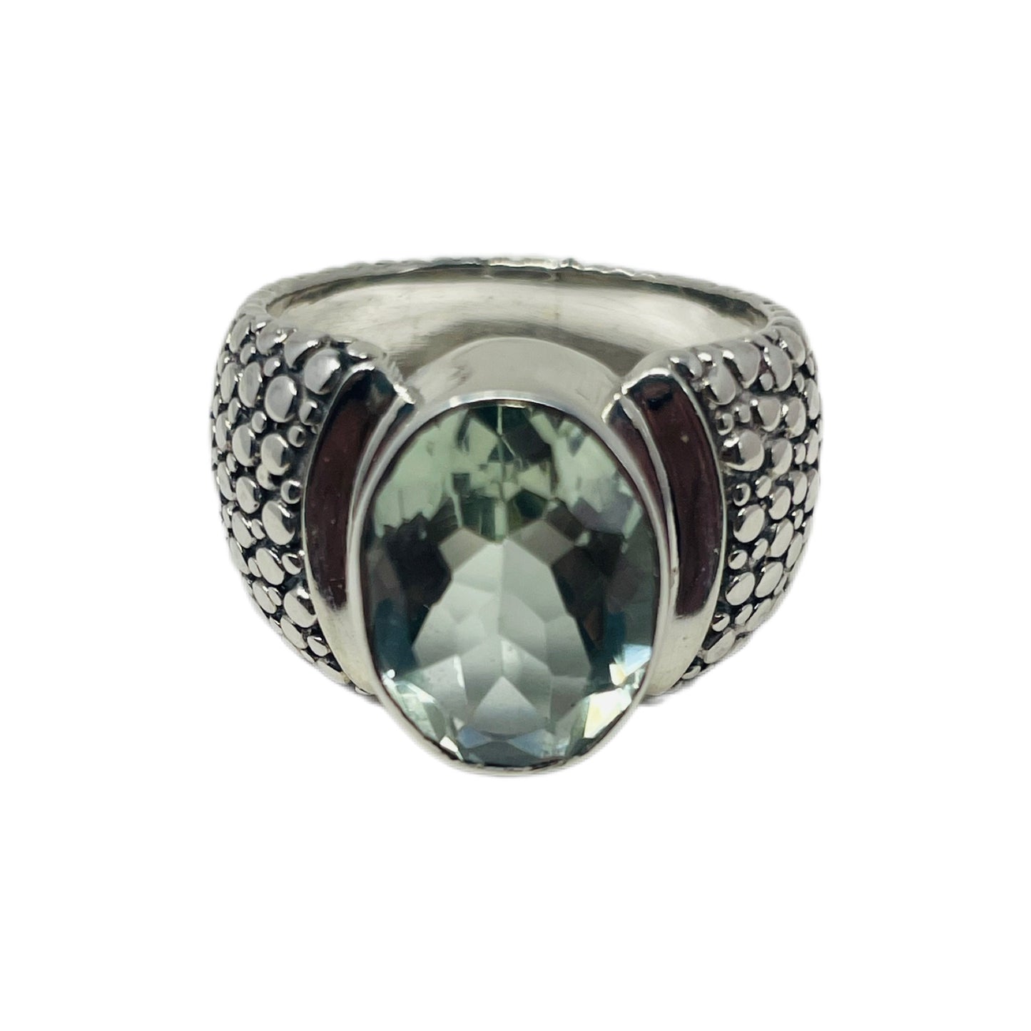 Green Amethyst Sterling Silver Ring