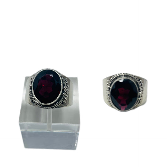 Garnet Sterling Silver Ring