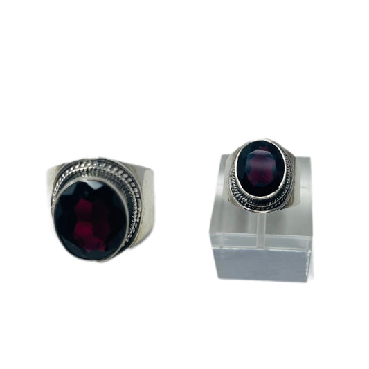 Garnet Sterling Silver Ring