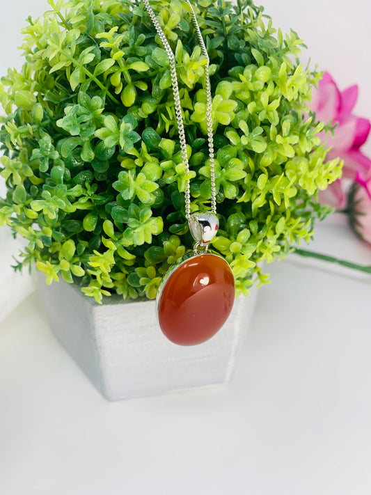 925 Sterling Silver Carnelian Pendant