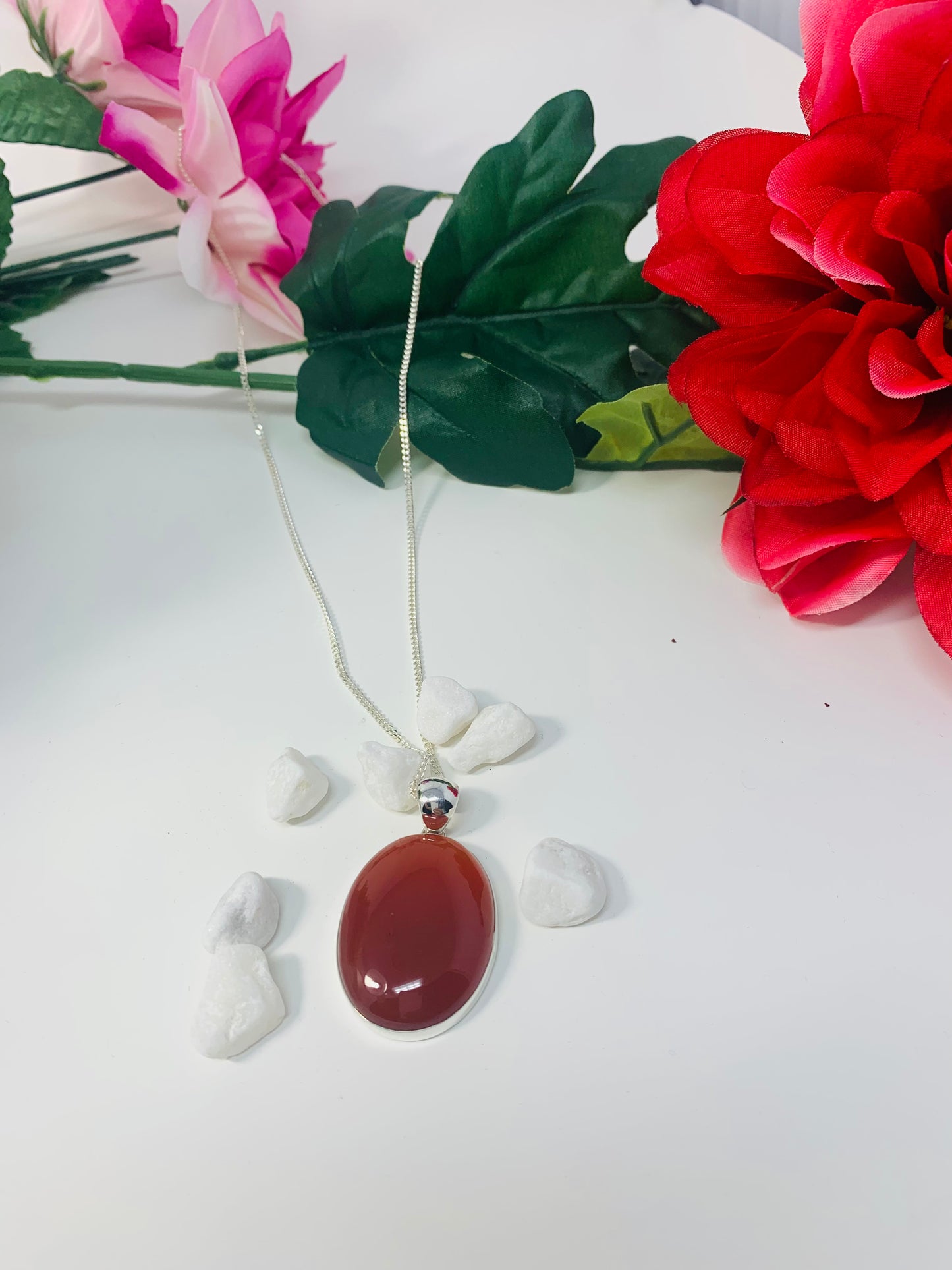 925 Sterling Silver Carnelian Pendant