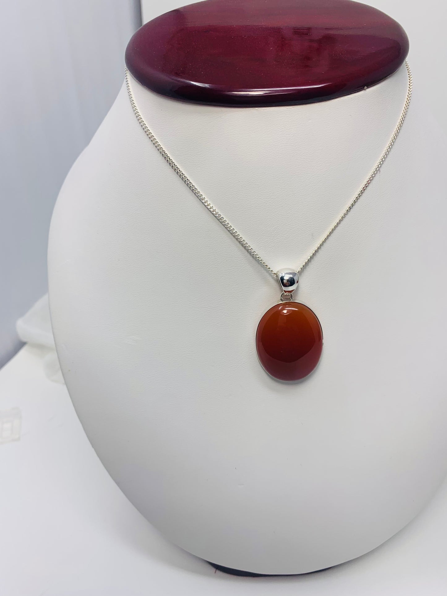 925 Sterling Silver Carnelian Pendant