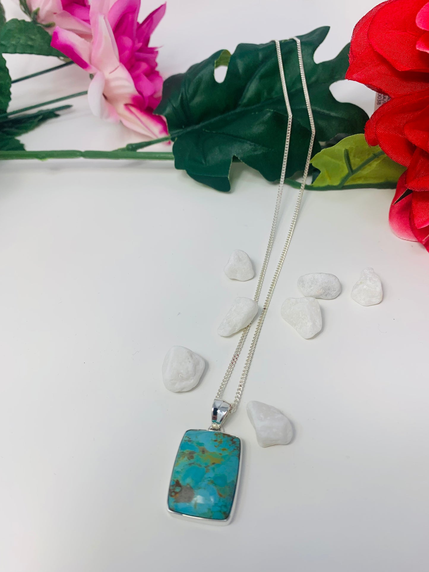 925 Sterling Silver Rectangle Turquoise Pendant