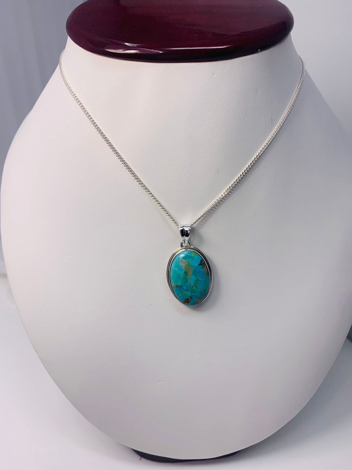 925 Sterling Silver Oval Turquoise Pendant