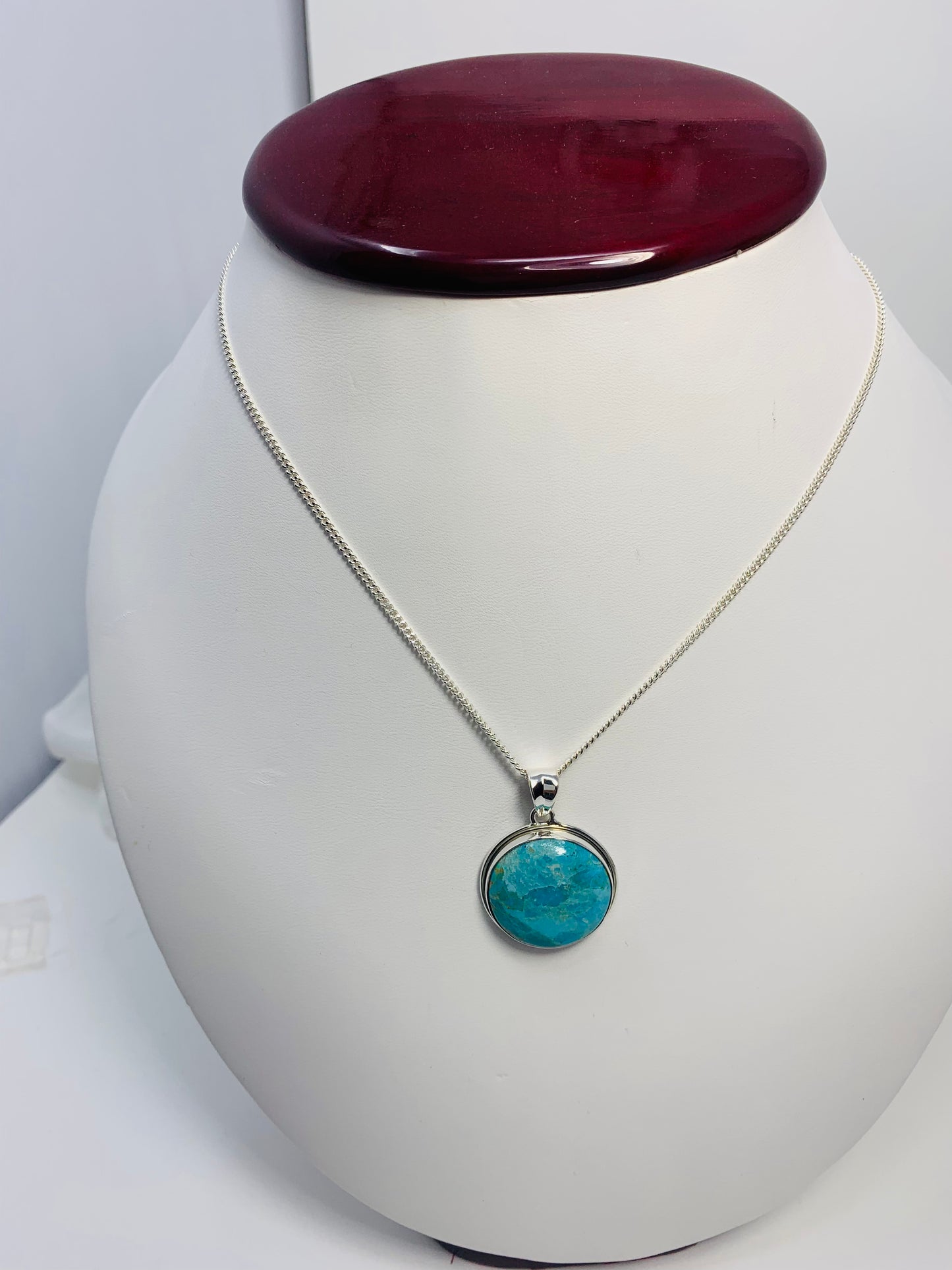 925 Sterling Silver Circle Turquoise Pendant