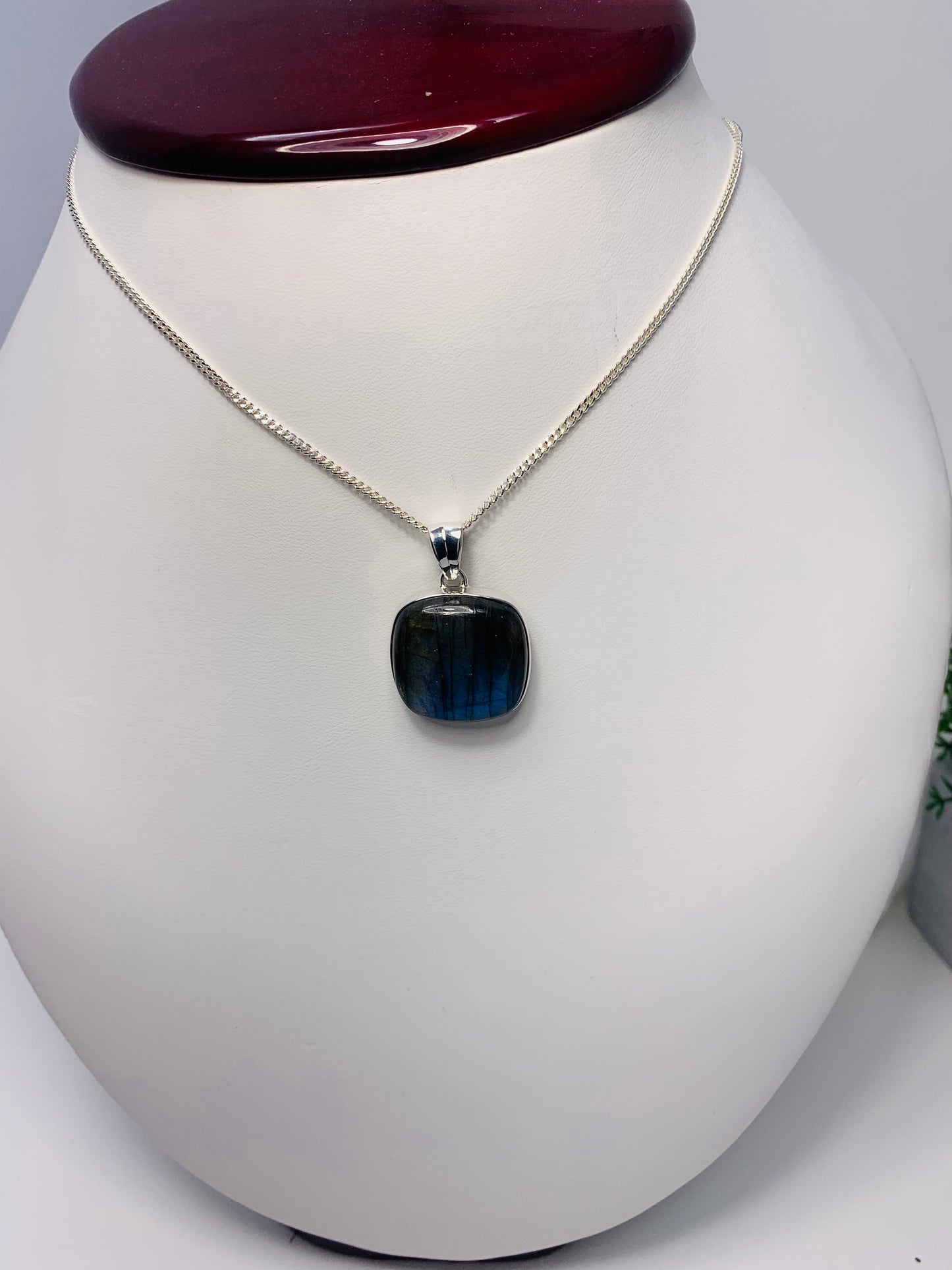 925 Sterling Silver Square Labradorite Pendant