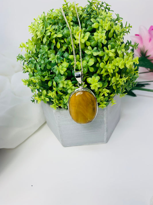 925 Sterling Silver Tiger Eye Pendant