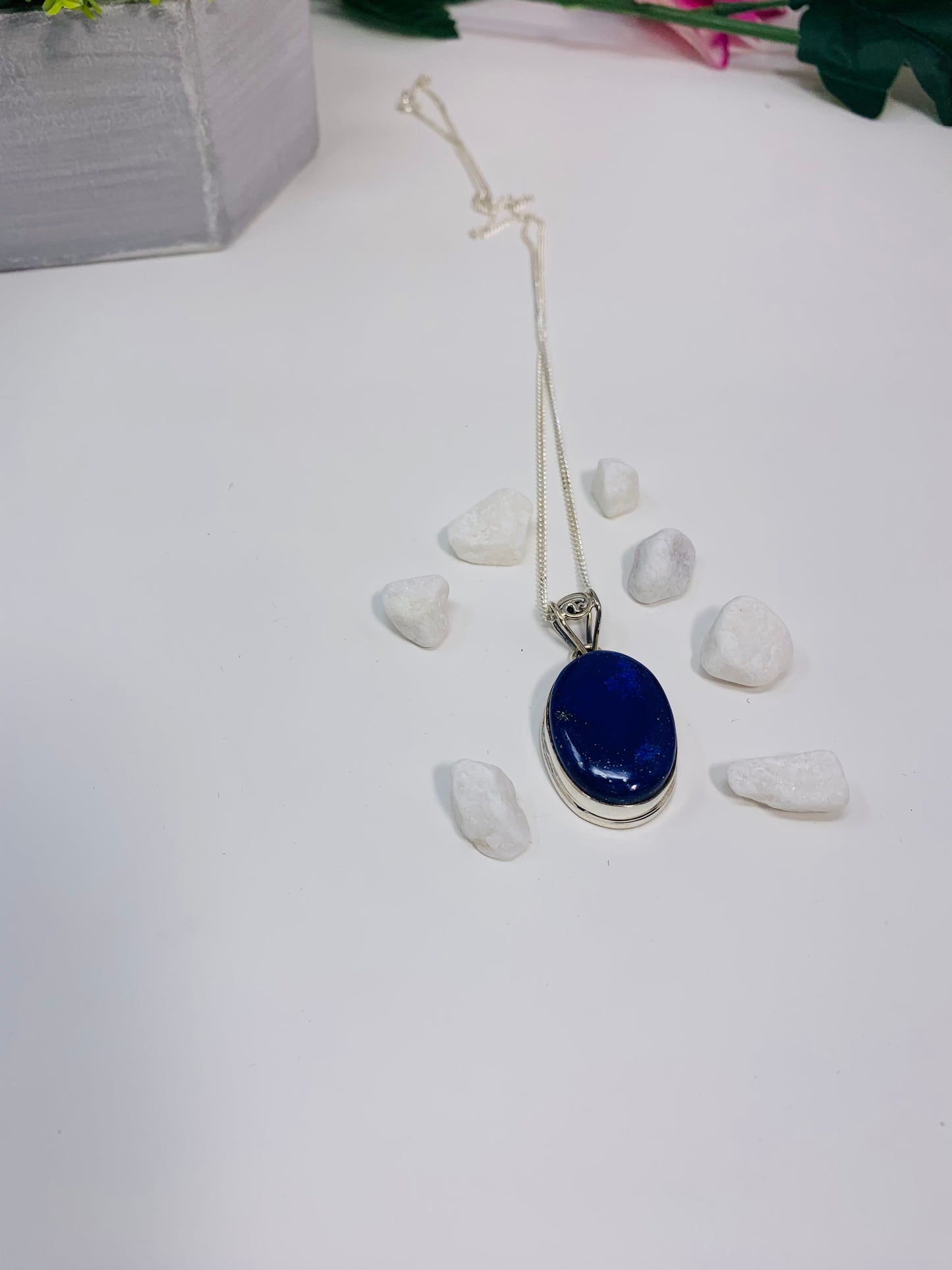 925 Sterling Silver Oval Lapis Lazuli Pendant