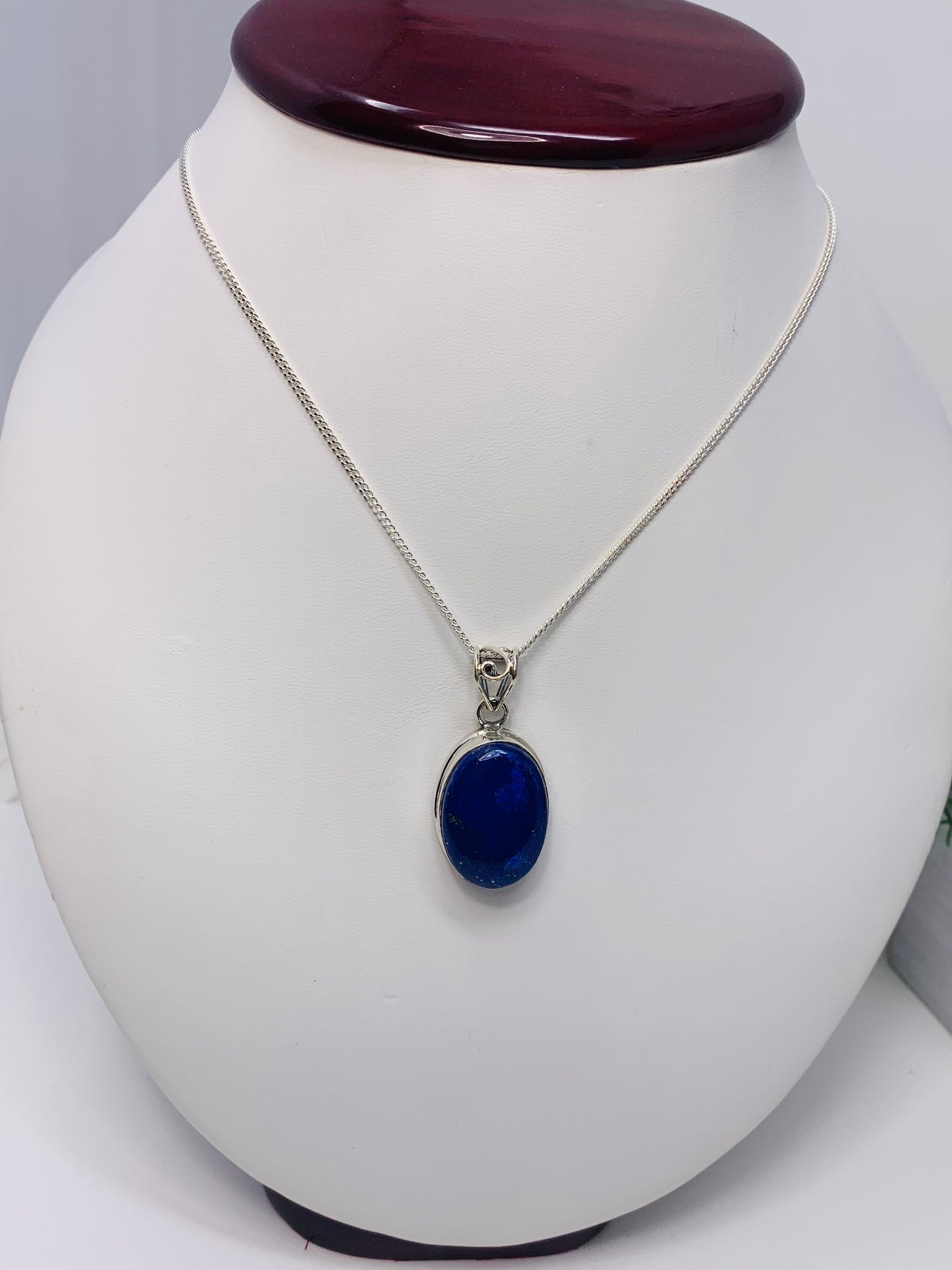 925 Sterling Silver Oval Lapis Lazuli Pendant