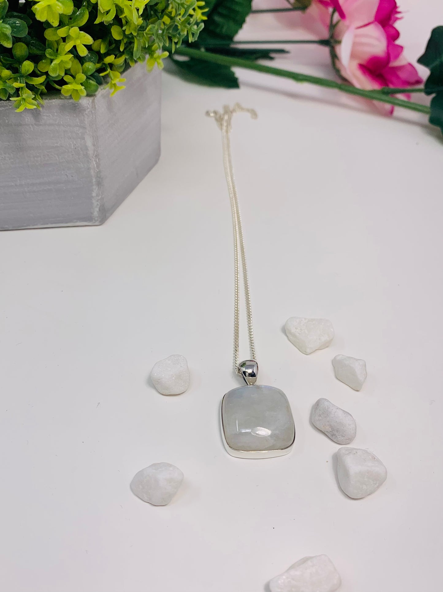 925 Sterling Silver Square Moonstone Pendant