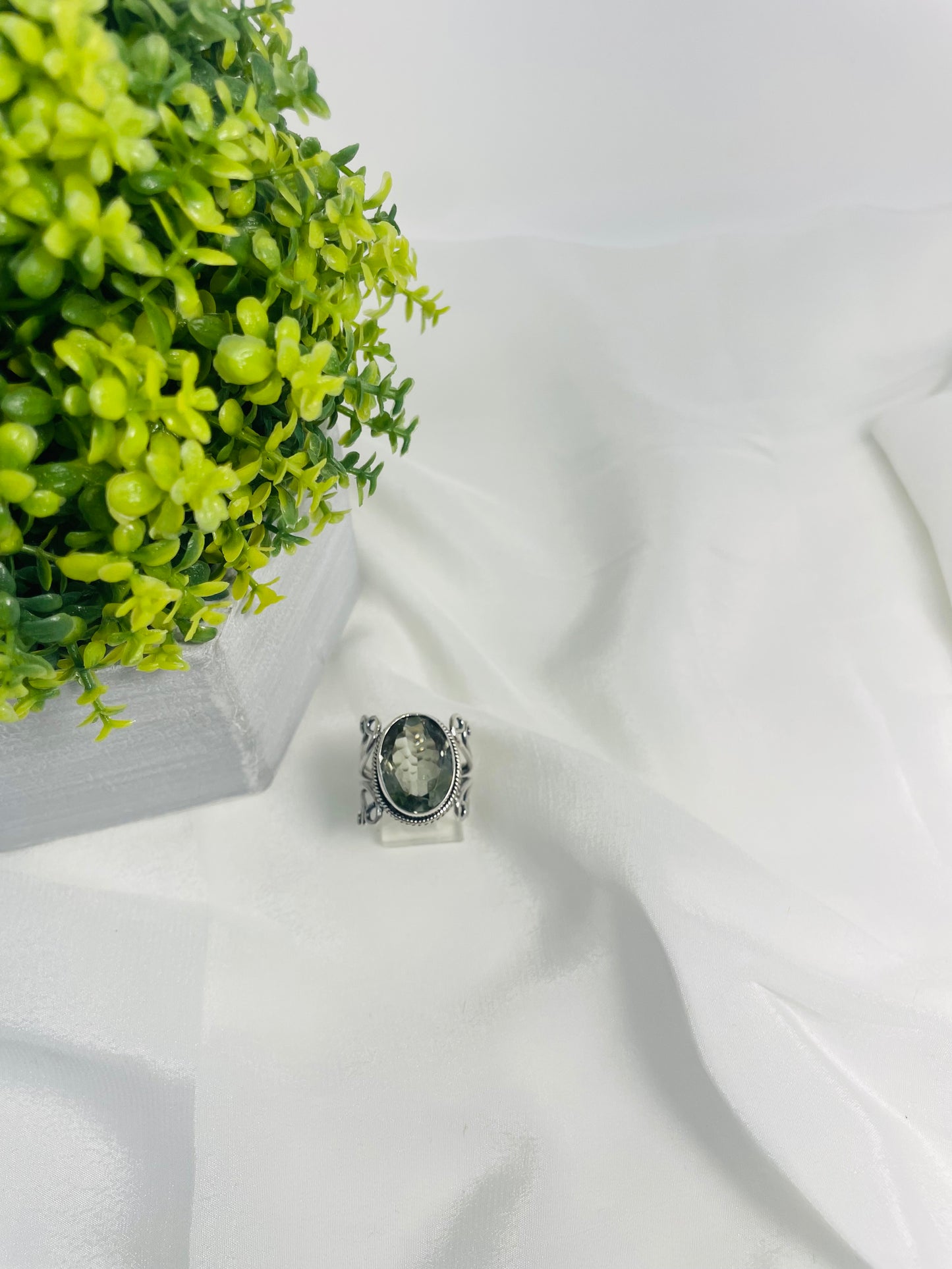 925 Sterling Silver Green Amethyst Ring