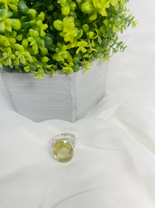 925 Sterling Silver Yellow Topaz Ring