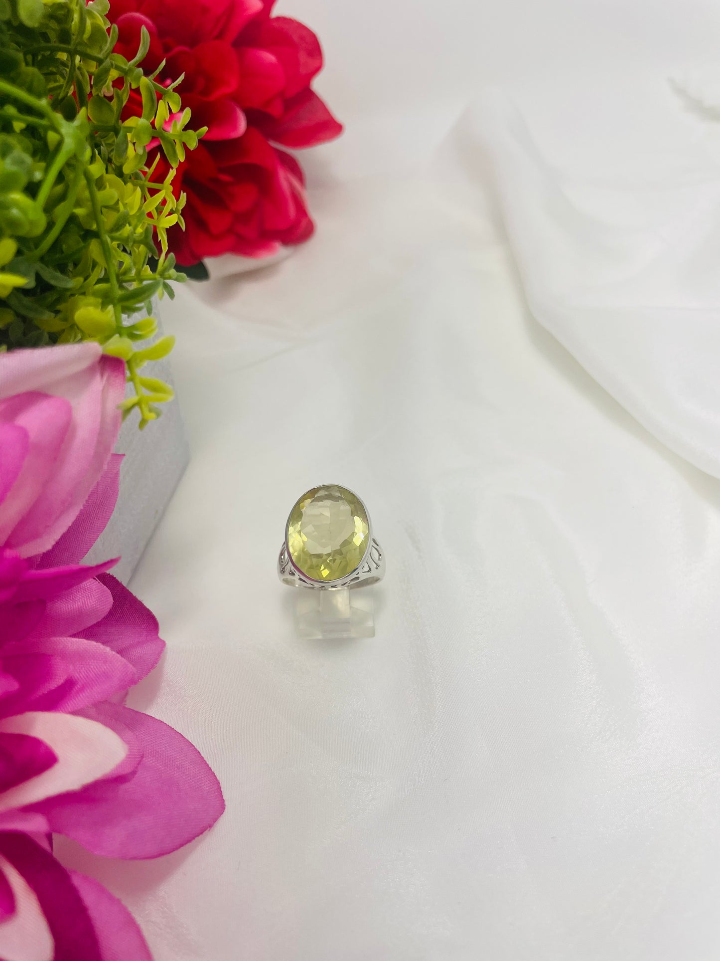 925 Sterling Silver Yellow Topaz Ring