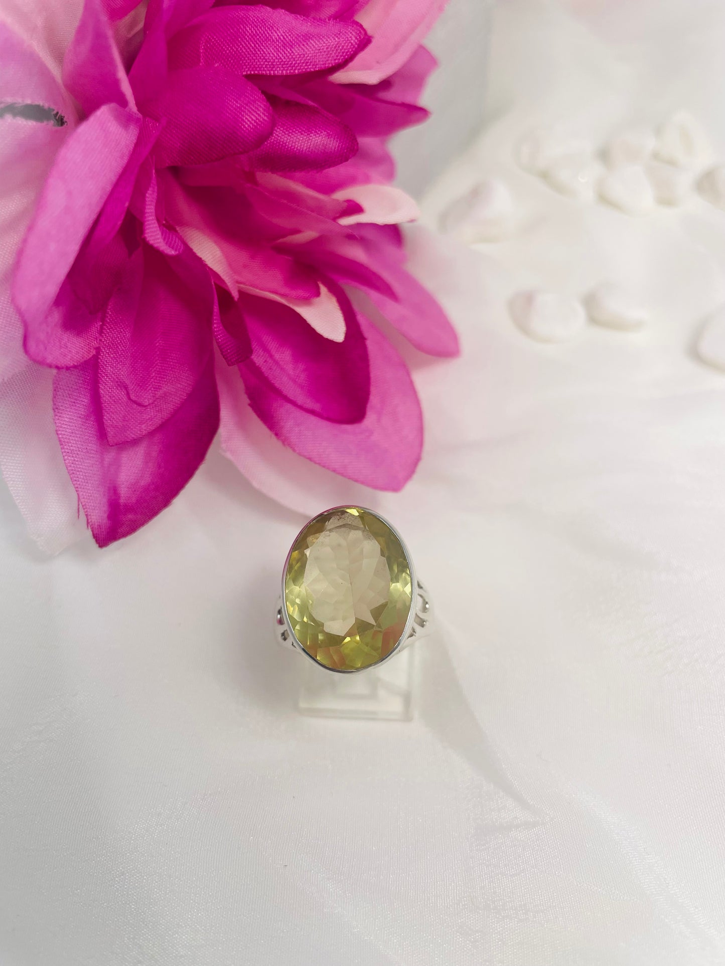 925 Sterling Silver Yellow Topaz Ring