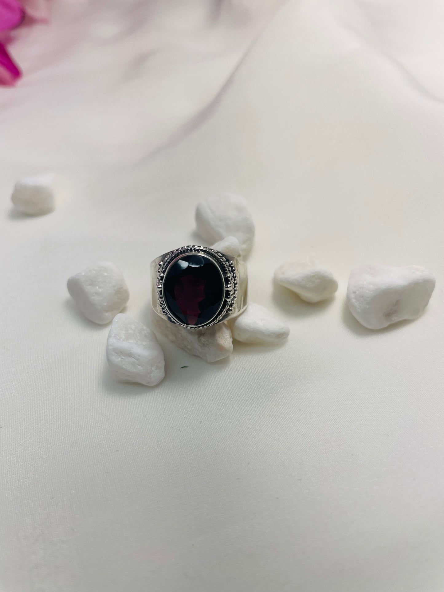 925 Sterling Silver Garnet Ring