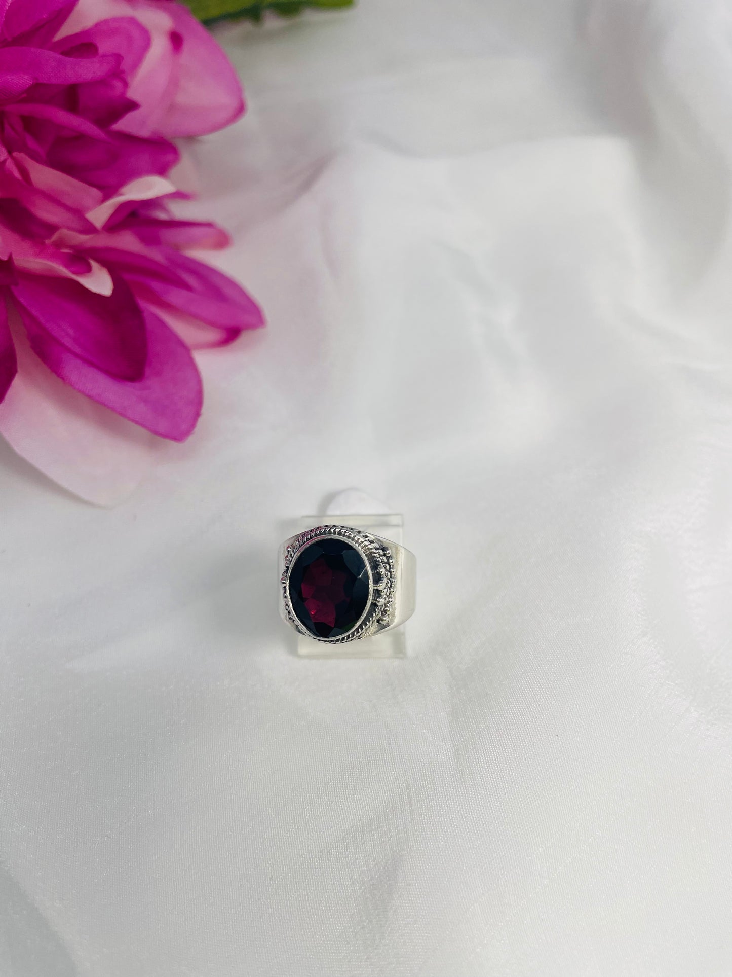 925 Sterling Silver Garnet Ring