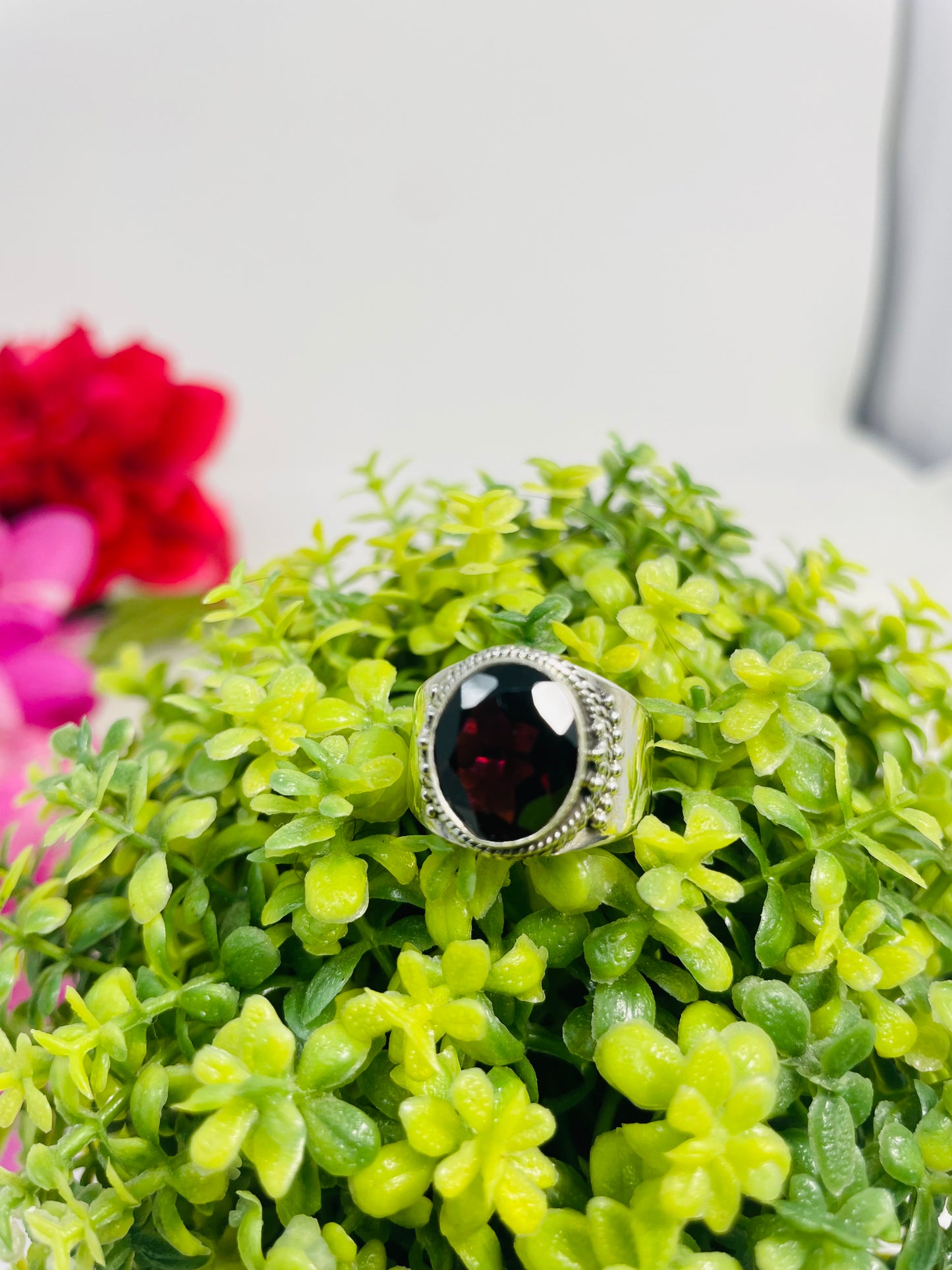 925 Sterling Silver Garnet Ring