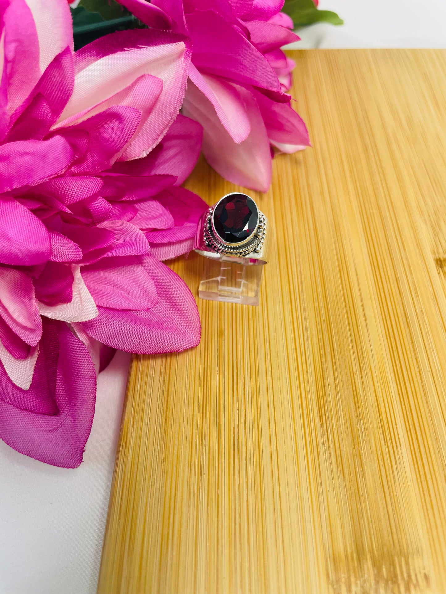 925 Sterling Silver Garnet Ring