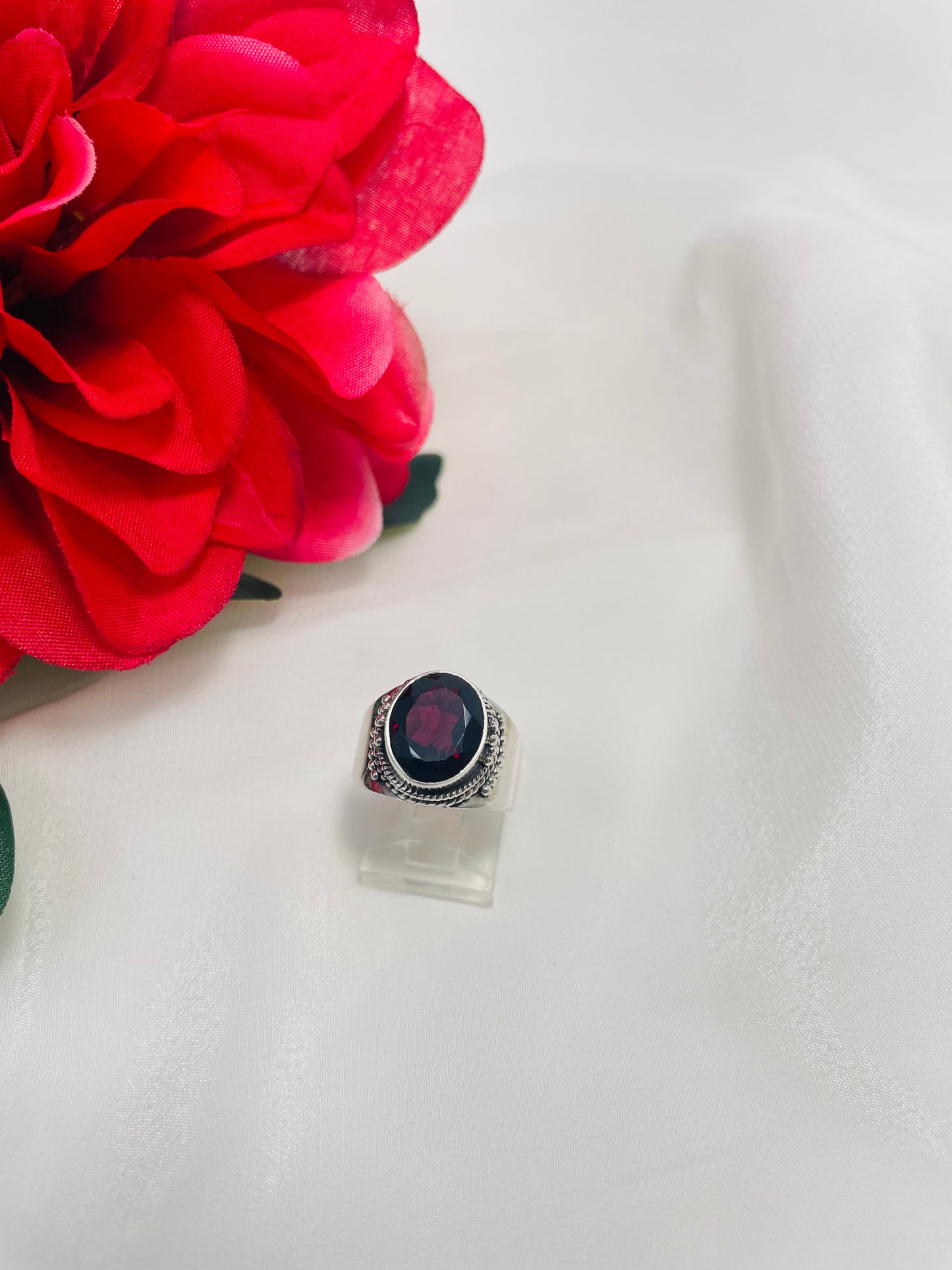 925 Sterling Silver Garnet Ring